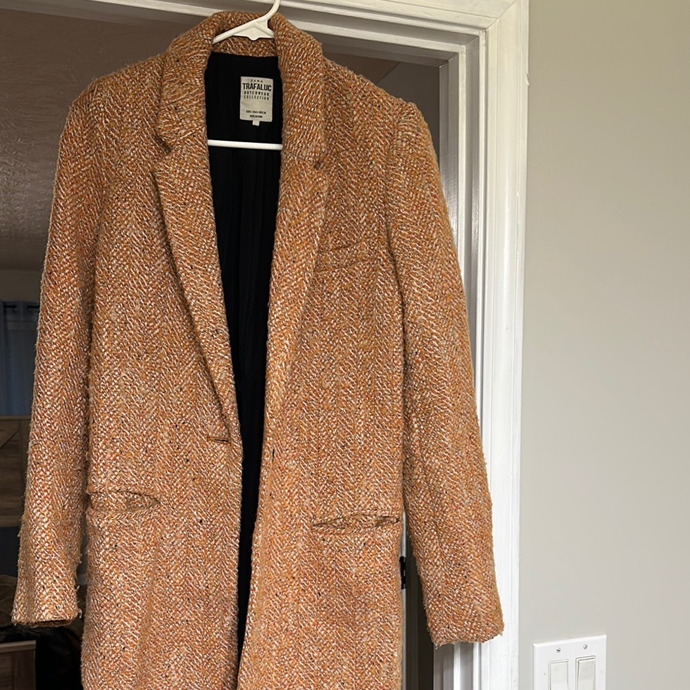 Women's Tan Tweed Coat